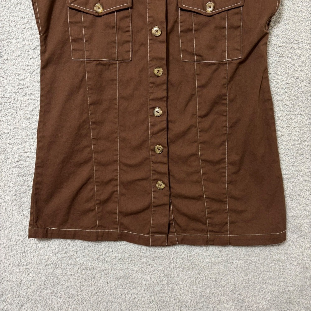 ASOS Design Cotton Utility Shirt Oversized Brown Shacket Pocket Top US 6 - Picture 5 of 10